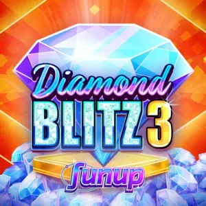 Interface do jogo de slot Diamond Blitz 3 com símbolos de frutas e diamantes
